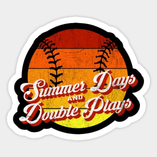 70s Style Retro Baseball Summer Days and Double Plays design graphic Sticker